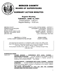 Merced County Board of Supervisors Summary