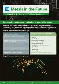 Metals in the Future