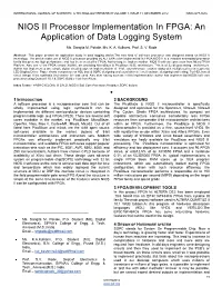 NIOS II Processor Implementation in FPGA: an Application of Data Logging System