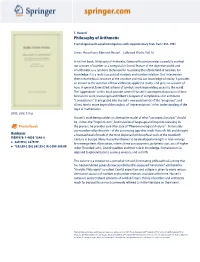 Philosophy of Arithmetic Psychological and Logical Investigations with Supplementary Texts from 1887–1901