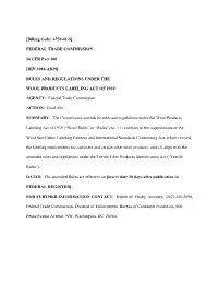 Rules and Regulations Under the Wool Products Labeling Act of 1939