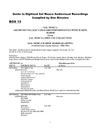 SAL MOSCA/WARNE MARSH QUARTET) (Archived from Cassette Sources - 1980-1981)