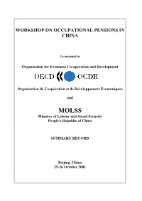 Workshop on Occupational Pensions in China