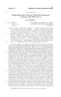 Bancoult) V Secretary of State for Foreign and Commonwealth A›Airs (No 2