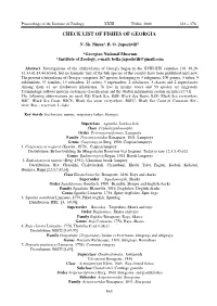 Check List of Fishes of Georgia