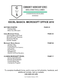 Excel Basics: Microsoft Office 2010