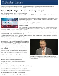 Greear, Floyd, Entity Heads Issue Call for Day of Prayer