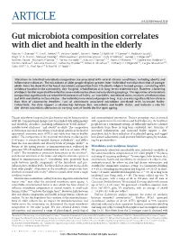 Gut Microbiota Composition Correlates with Diet and Health in the Elderly
