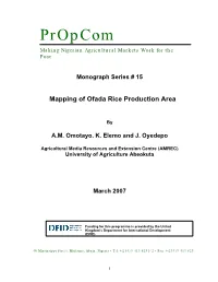 Mapping of Ofada Rice Production Areas