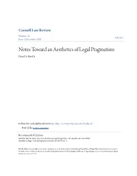 Notes Toward an Aesthetics of Legal Pragmatism David A