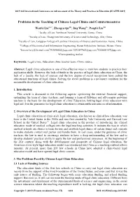Problems in the Teaching of Chinese Legal Clinics and Countermeasures