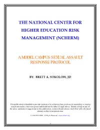 The NCHERM Model Campus Sexual Assault Response Protocol