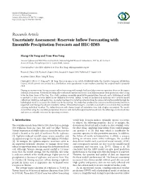 Uncertainty Assessment: Reservoir Inflow Forecasting with Ensemble Precipitation Forecasts and HEC-HMS