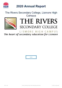 2020 the Rivers Secondary College, Lismore High Campus Annual Report
