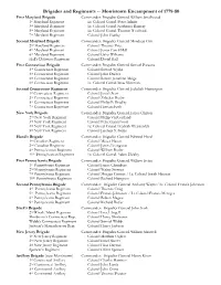 Brigades and Regiments -- Morristown Encampment of 1779-80