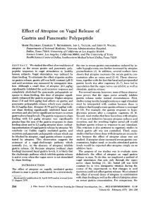 Effect of Atropine on Vagal Release of Gastrin and Pancreatic Polypeptide