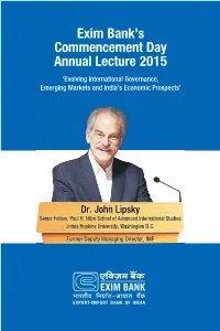 Exim Bank's Commencement Day Annual Lecture 2015