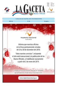 LA GACETA N° 235 De La Fecha 18 12 2018