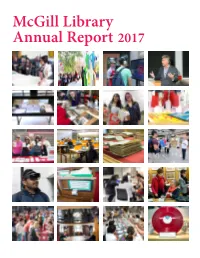 Mcgill Library Annual Report 2017 Table of Contents