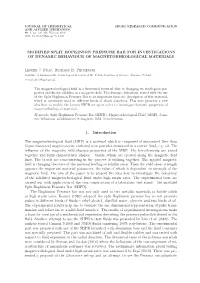 Modified Split Hopkinson Pressure Bar for Investigations of Dynamic Behaviour of Magnetorheological Materials