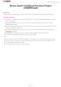 Mouse Cped1 Conditional Knockout Project (CRISPR/Cas9)
