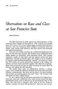 Observations on Race and Class at San Francisco State