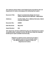 Report on Exploratory Study Into Honor Violence Measurement Methods—Appendixes