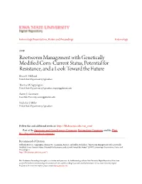 Rootworm Management with Genetically Modified Corn: Current Status, Potential for Resistance, and a Look Toward the Future" (2009)