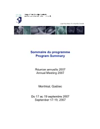 Sommaire Du Programme Program Summary