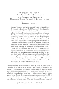 The Case of Carlo Lucarelli's and Maurizio De Giovanni's Historical