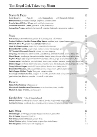 The Royal Oak Takeaway Menu