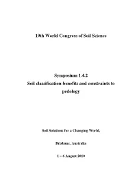 19Th World Congress of Soil Science Symposium 1.4.2 Soil Classification