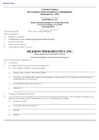 AILERON THERAPEUTICS, INC. (Name of Registrant As Specified in Its Charter)
