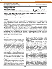 And ADAM-TS5 (Aggrecanase-2) in a Model of Cartilage Degradation M