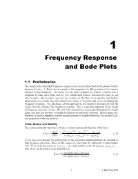 Frequency Response and Bode Plots