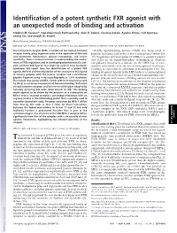 Identification of a Potent Synthetic FXR Agonist with an Unexpected Mode of Binding and Activation