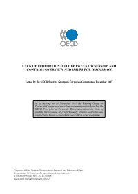 Lack of Proportionality Between Ownership and Control: Overview and Issues for Discussion