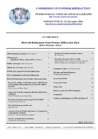 Rietveld Refinement from Powder Diffraction Data COMMISSION ON