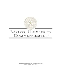 Baylor University Commencement May Seventh and Eighth, Two Thousand Twenty-One