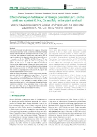 Effect of Nitrogen Fertilisation of Galega Orientalis Lam. on the Yield And