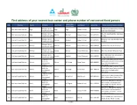 Find Address of Your Nearest Loan Center and Phone Number of Concerned Focal Person