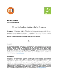 M1 and Starhub Submitted Joint Bid for 5G Licence