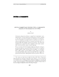 Mental Disability and the Executive: a Comparative Analysis of the Separation of Powers