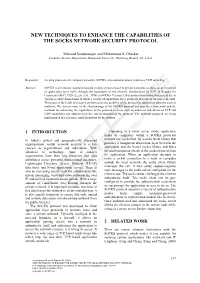 New Techniques to Enhance the Capabilities of the Socks Network Security Protocol