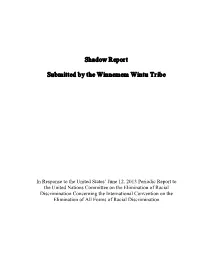 Shadow Report Submitted by the Winnemem Wintu Tribe