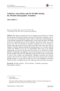 Voluntary Associations and Net Fertility During the Swedish Demographic Transition