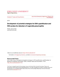 Development of Potential Strategies for DNA Quantification and DNA Probes for Detection of Legionella Pneumophila