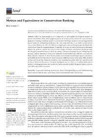 Metrics and Equivalence in Conservation Banking