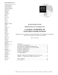 A Global Overview of Explosive Submunitions 1 May 2002 System