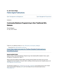 Community Relations Programming in Non-Traditional NHL Markets